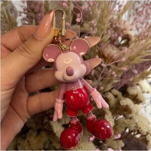 NWT Disney x Baublebar Mickey Mouse pink and red gold outlined keychain charm